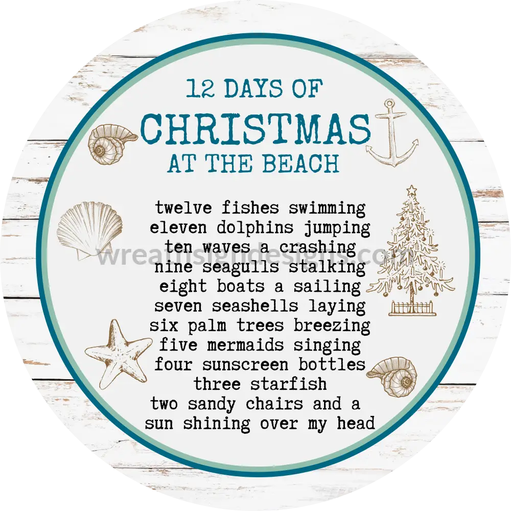 12 Days of Christmas at the Beach beach christmas winter wreath sign