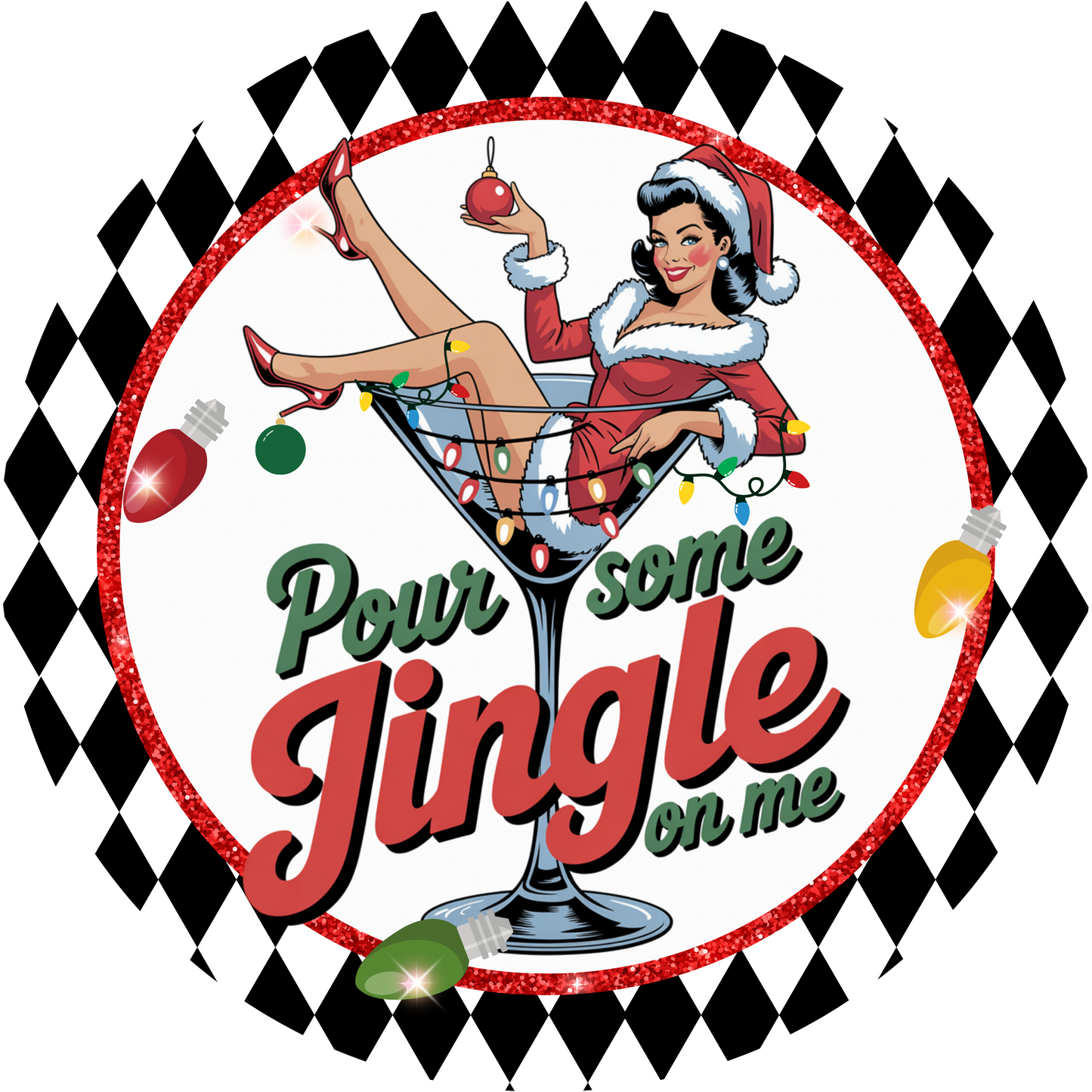 Pour some Jingle on Me Fun Sassy Vintage Christmas Metal wreath Signs MS-1621
