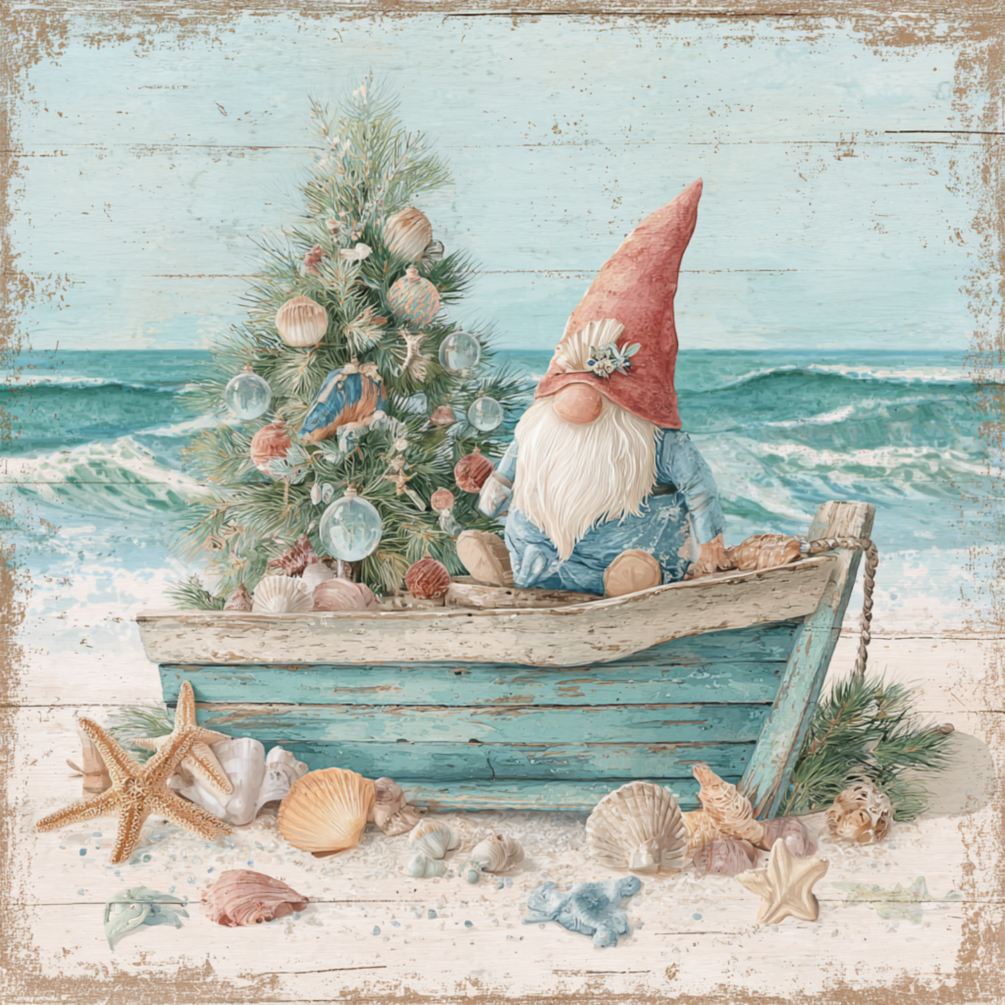 Christmas Beach Gnome Christmas wreath sign-Metal Sign MS-1711