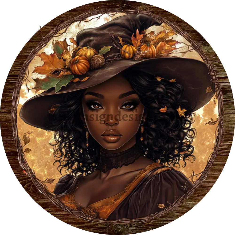 Autumn Harvest Witch Fall Metal Wreath Sign MS-1364 10’’
