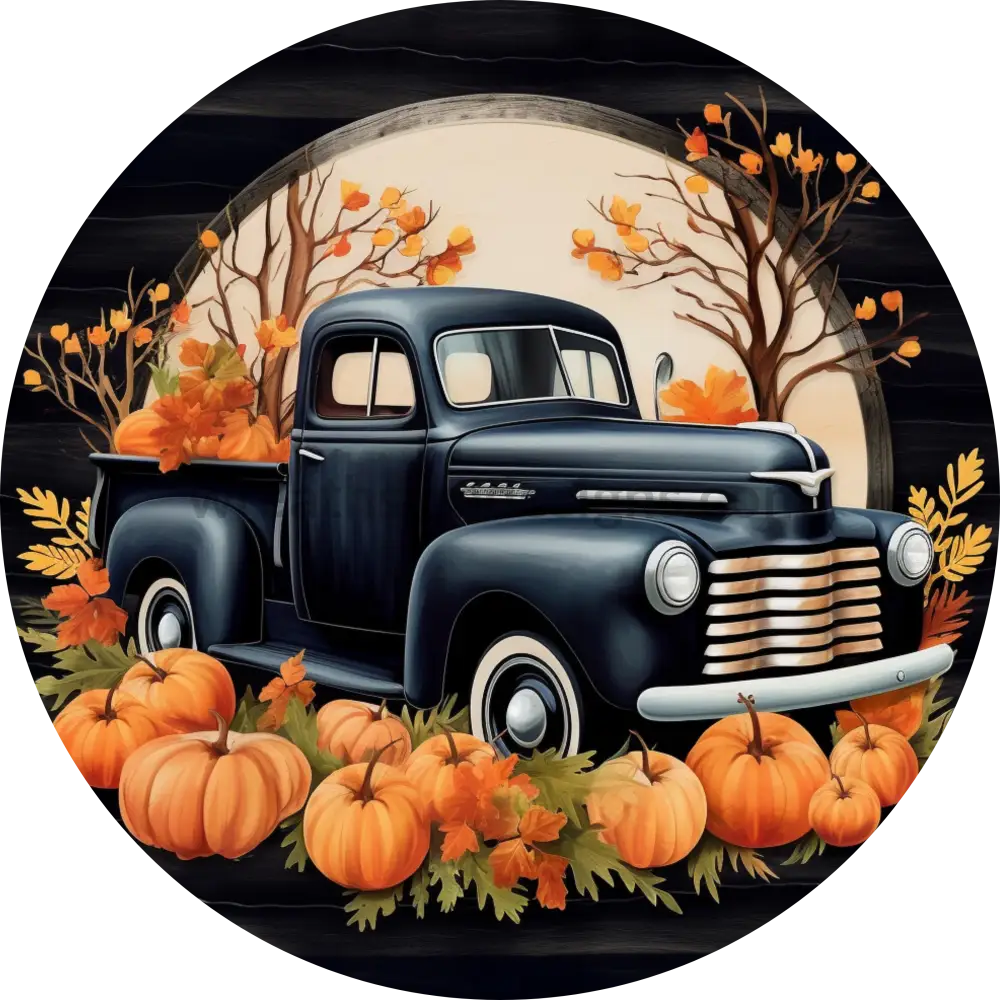 Black buying Pumpkin Truck Wreath