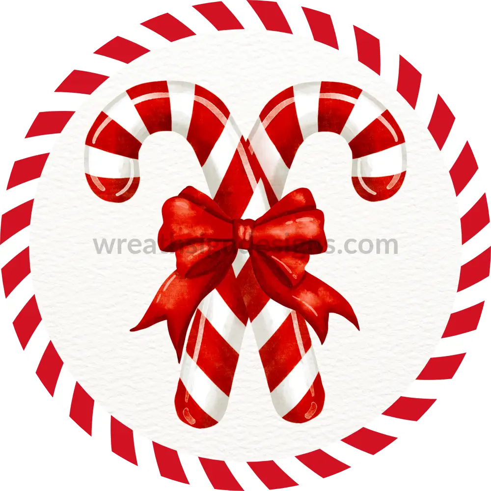 Candy Cane Metal Wreath Sign 10’’