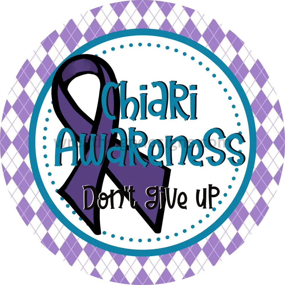 Chiari Awareness Round Purple Harlequin- Square Metal Sign 8 Circle