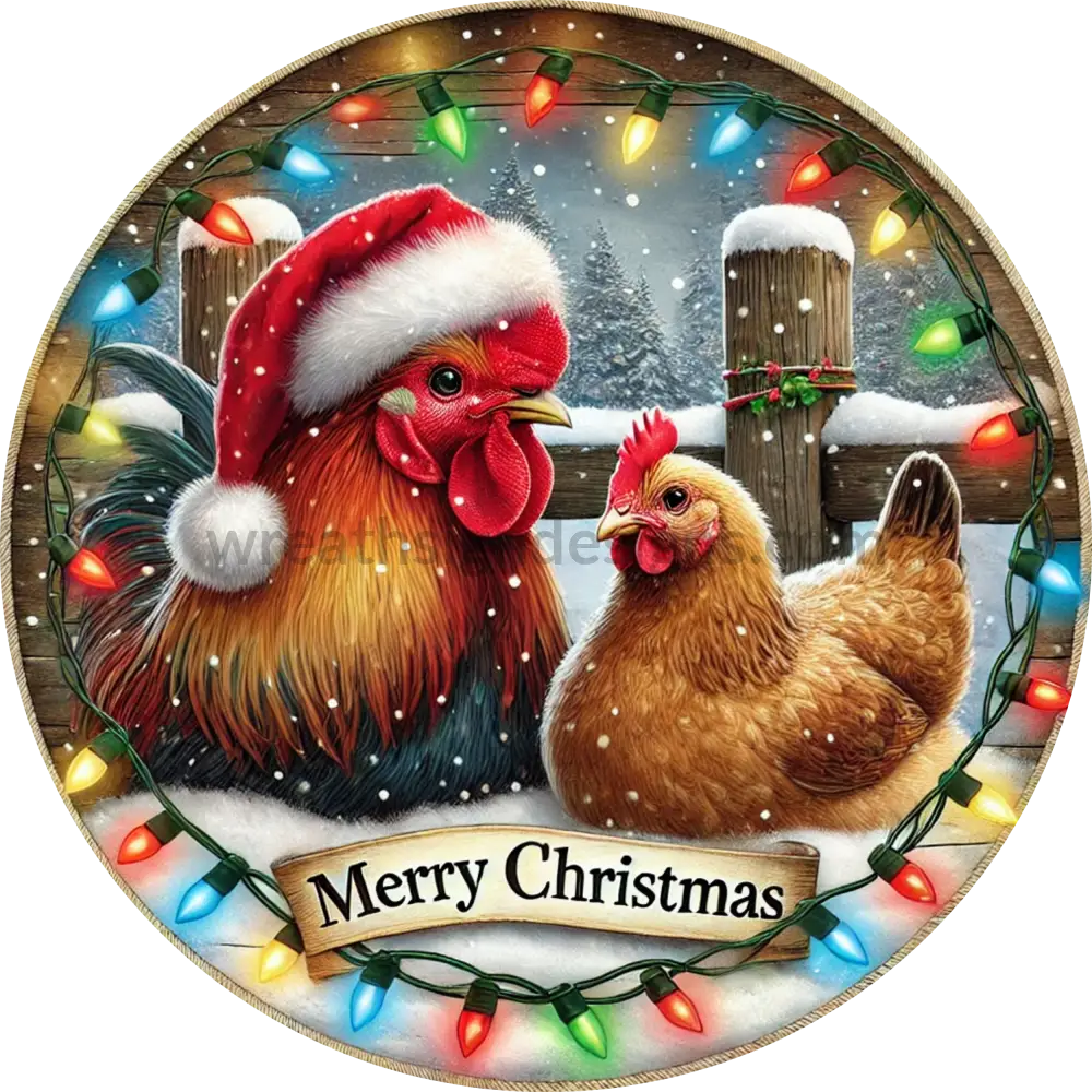 Christmas Lights Chicken Sign- Cow Wreath Sign 11.75’’