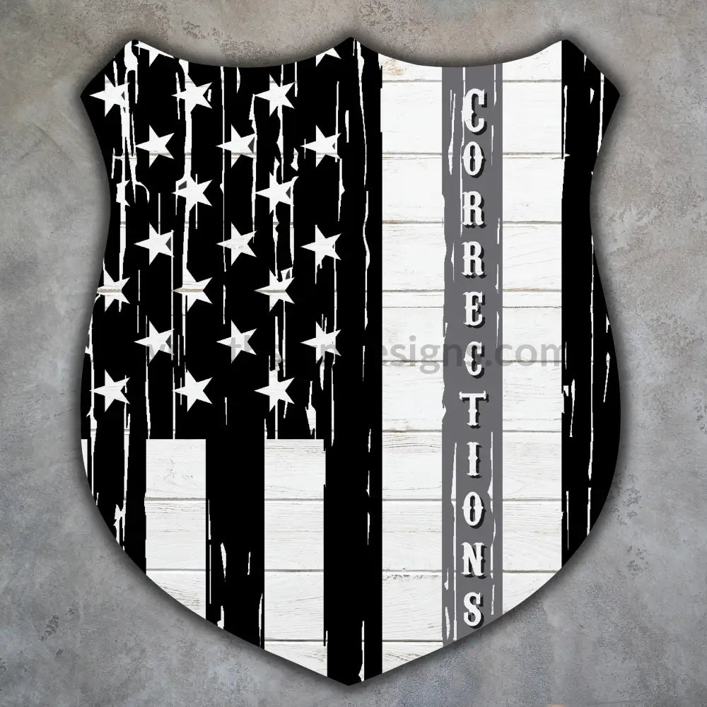 Correction Officer Thin Line Shield-Square Metal Wreath Sign 8 Square