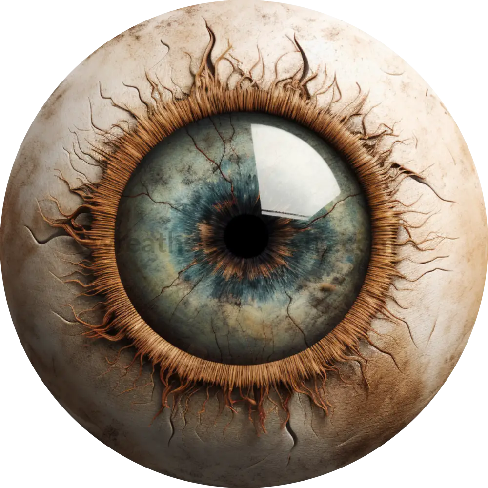 Creepy Eyeball 1 Halloween Eyeball wreath Metal Sign Wreath Sign