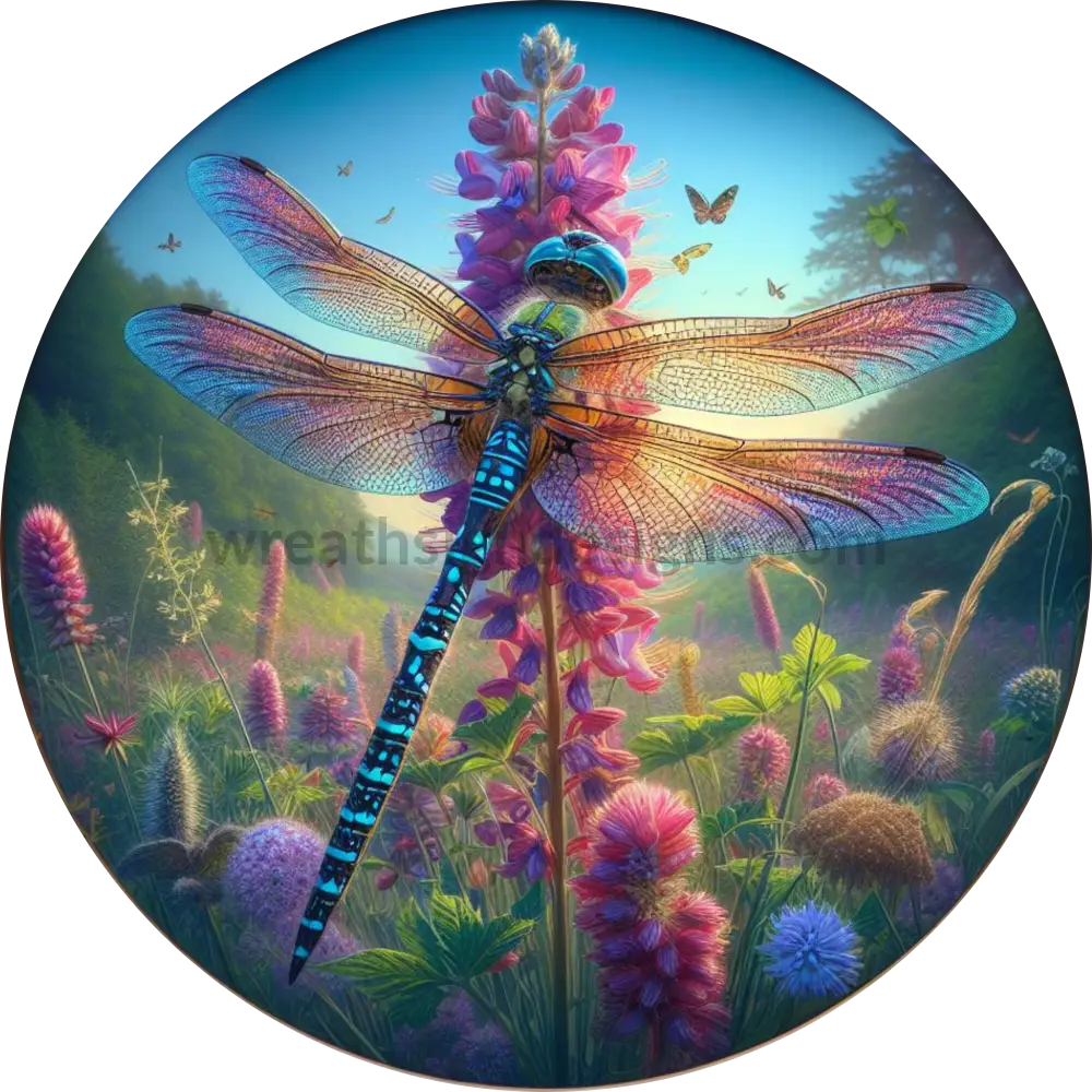 Dragonfly Wreath Metal Sign 6’