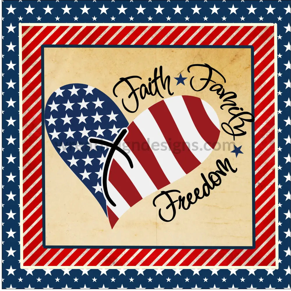Faith Family Freedom Heart Metal Sign 8