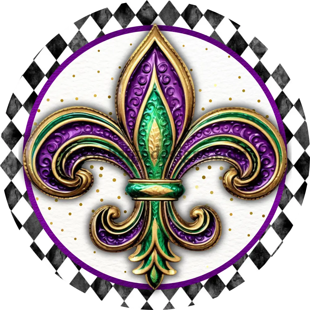 Fleur De Lis Mardi Gras Harlequin Metal Sign 6