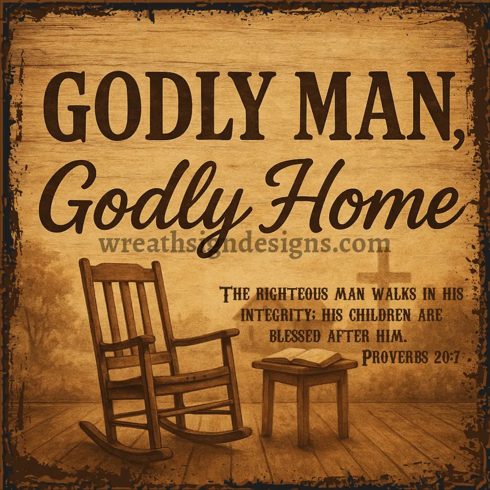 Godly Man Godly Home Metal Wreath Sign MS-1236 8’’ square