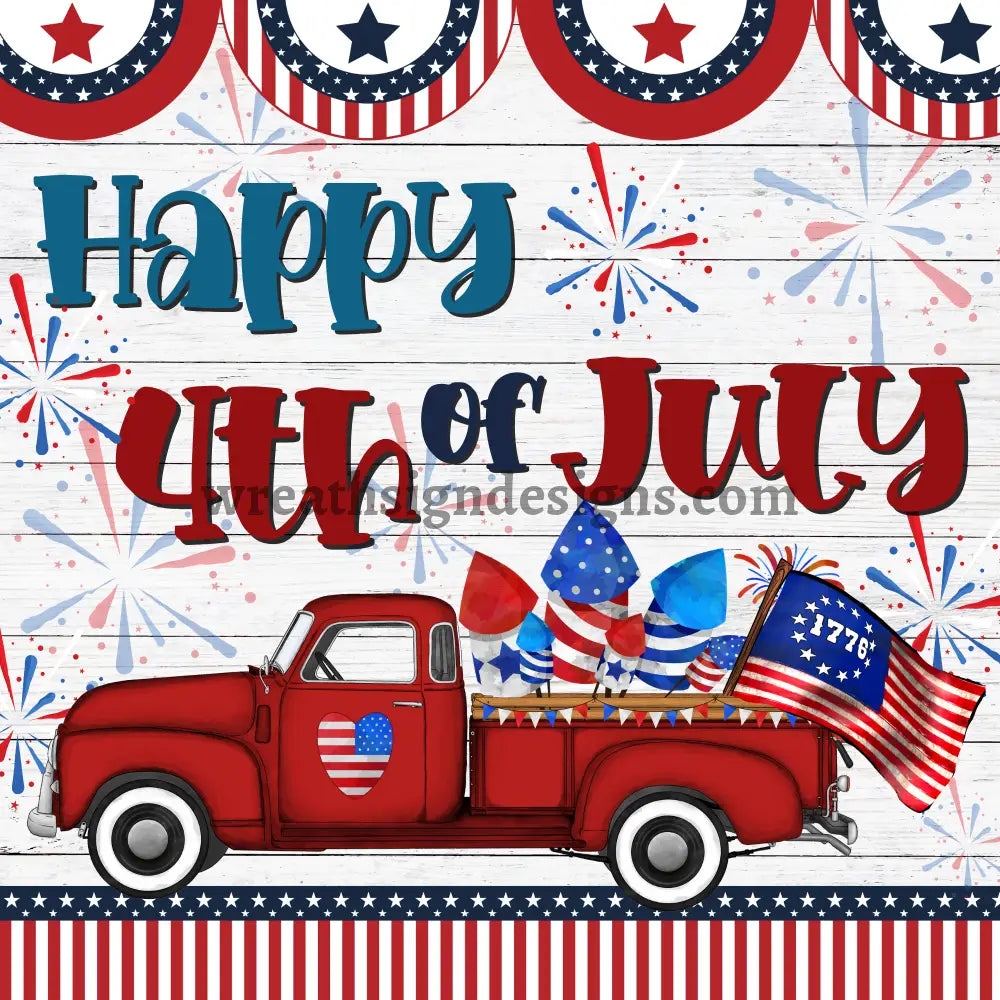 Happy 4Th Of July Patriotic Truck Metal Sign 8