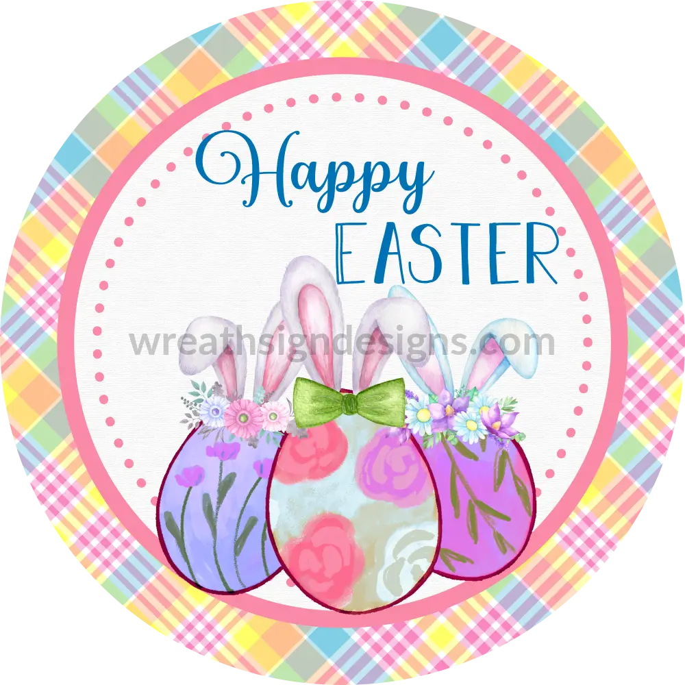 Happy Easter Bunny Eggs - Metal Wreath Sign 8