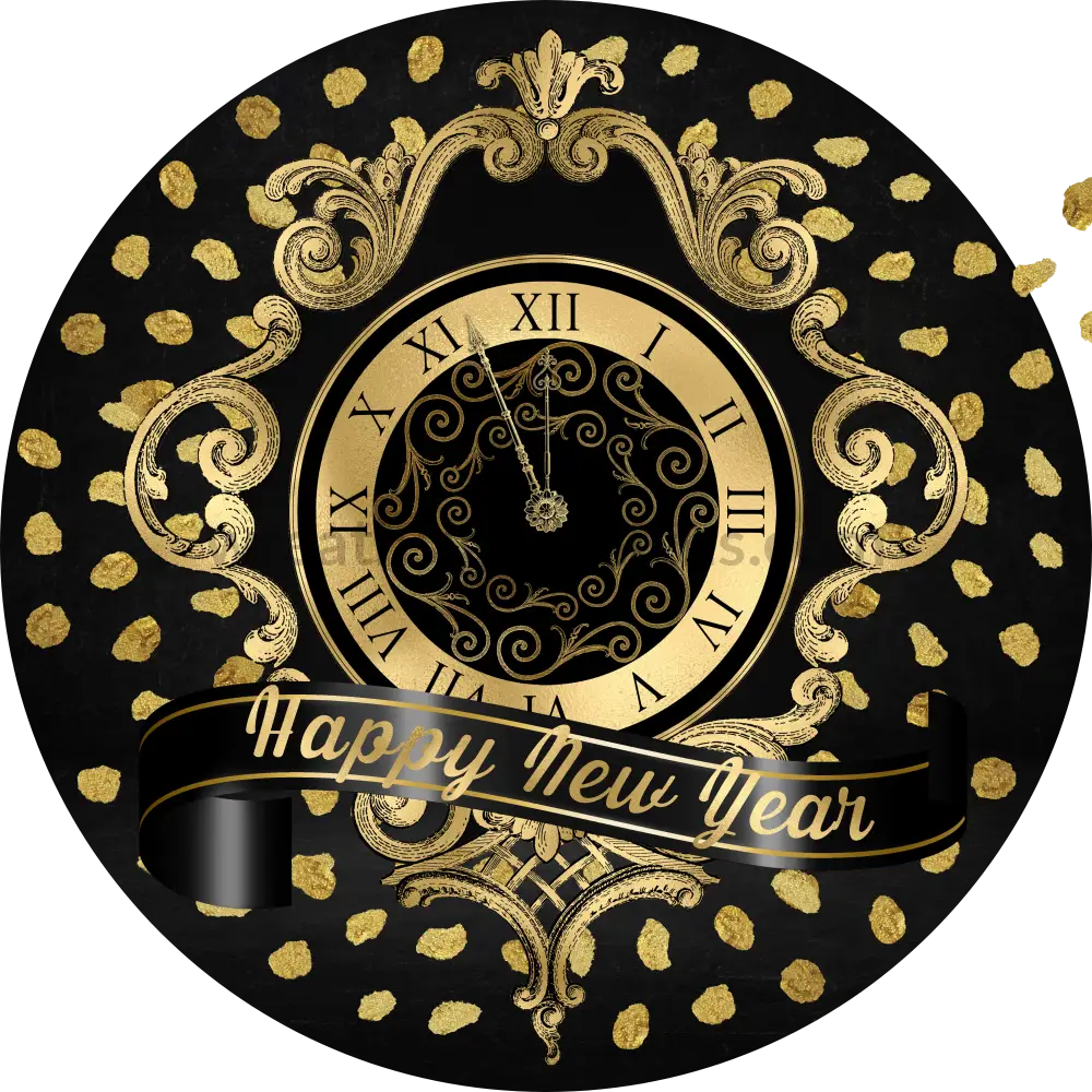 Happy New Years Clock 10- Wreath Sign 8