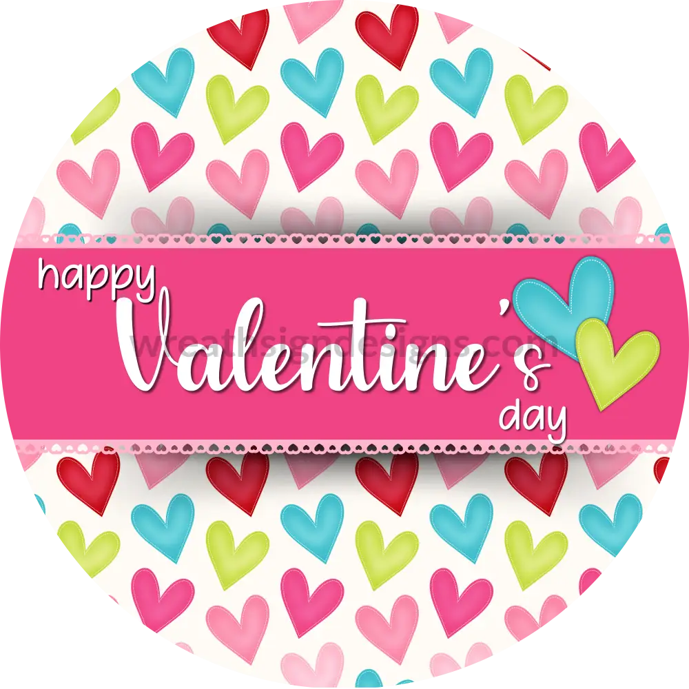 Happy Valentines Day Hearts-Round Valentine wreath sign – Wreath Sign  Designs