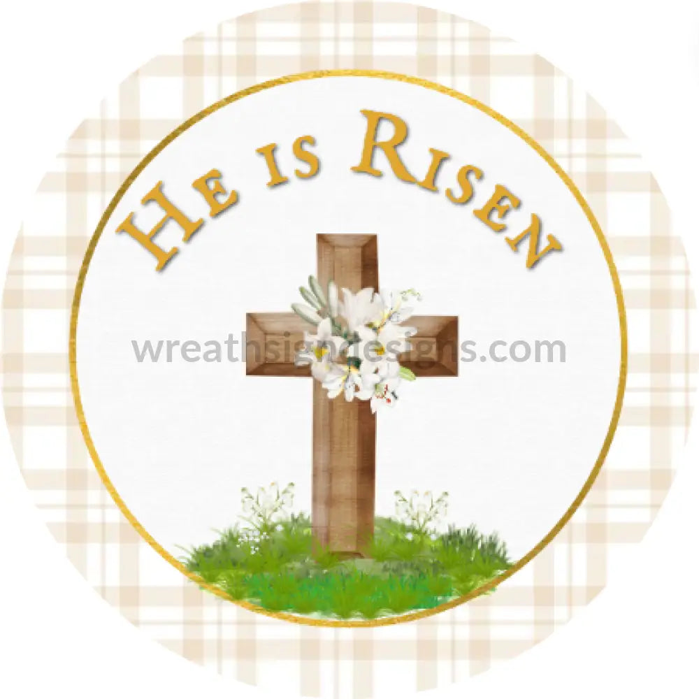 He Is Risen Lamb At The Cross Easter Metal Wreath Sign 8