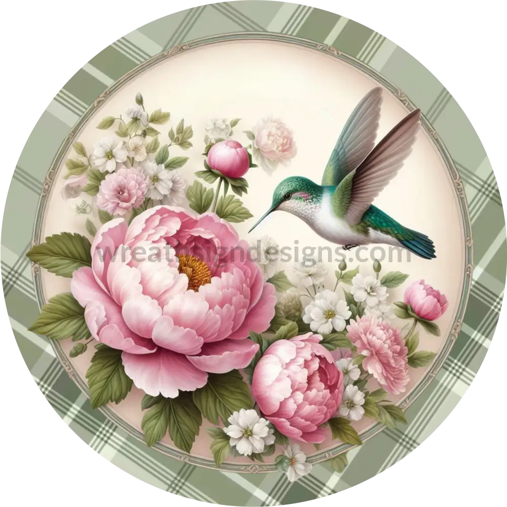 Metal Wreath Sign * The First Hummingbird * Round * Lightweight