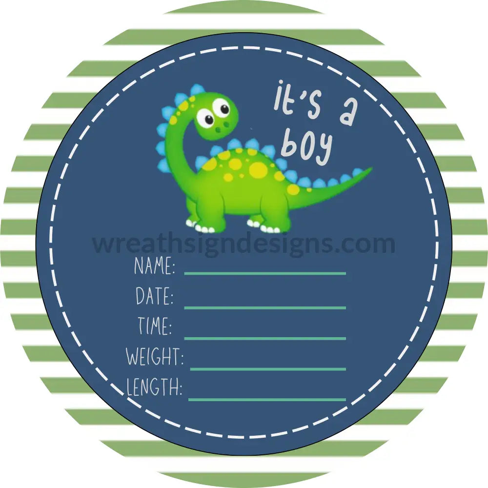 Its A Boy Baby Dino Metal Birth Announcement Wreath Sign 8