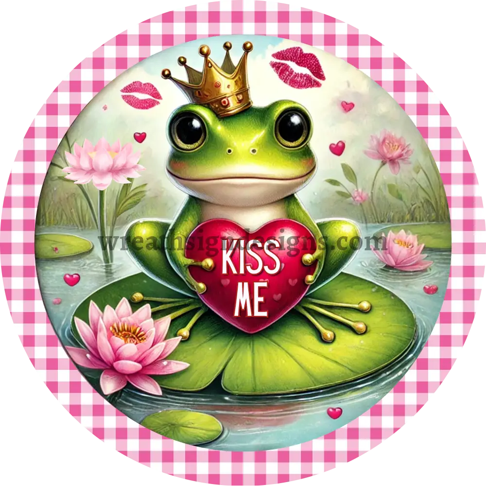 Kiss Mis -Frog Metal Valentine wreath Sign MS-1096