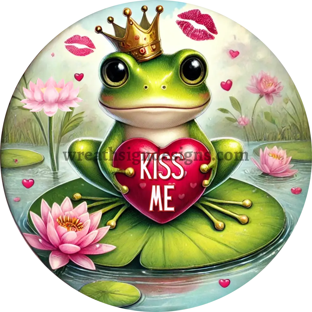 Kiss Mis -Frog Metal Valentine wreath Sign MS-1097