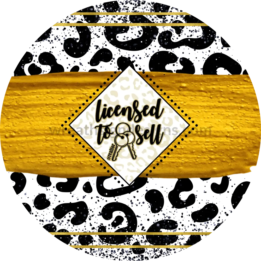 Licensed To Sell Black Leopard With Gold Metal Wreath Sign 8
