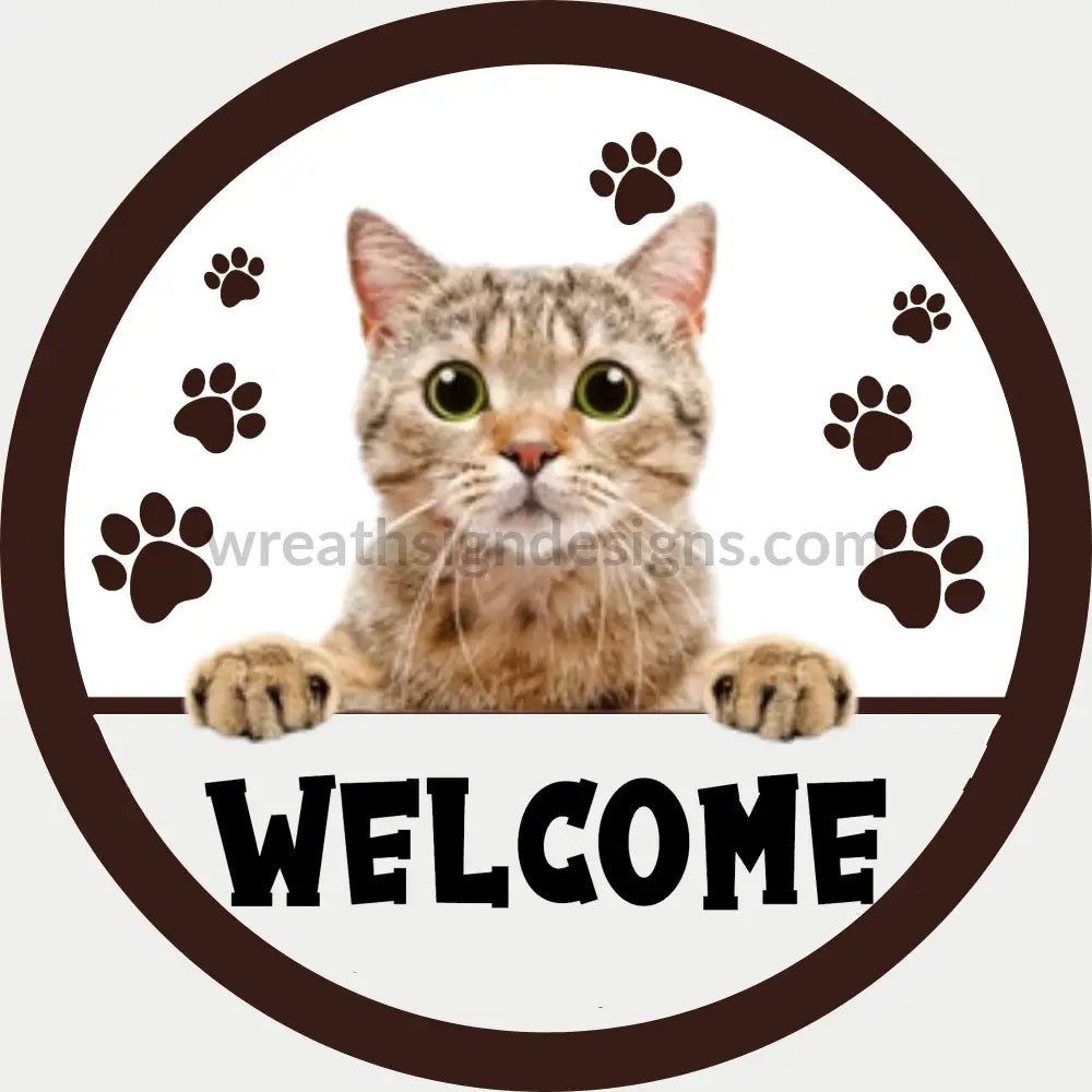 Peeking Cat-Welcome Metal Sign 6