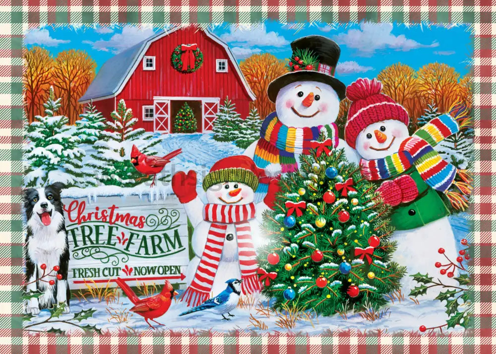 Snowman Winter Farm Metal Sign 5X7