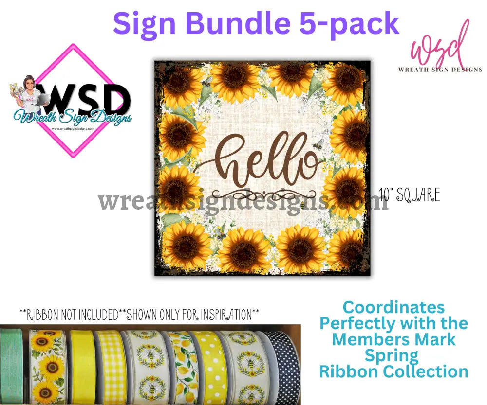 Spring Sign Bundle- 5 Pack Metal Wreath