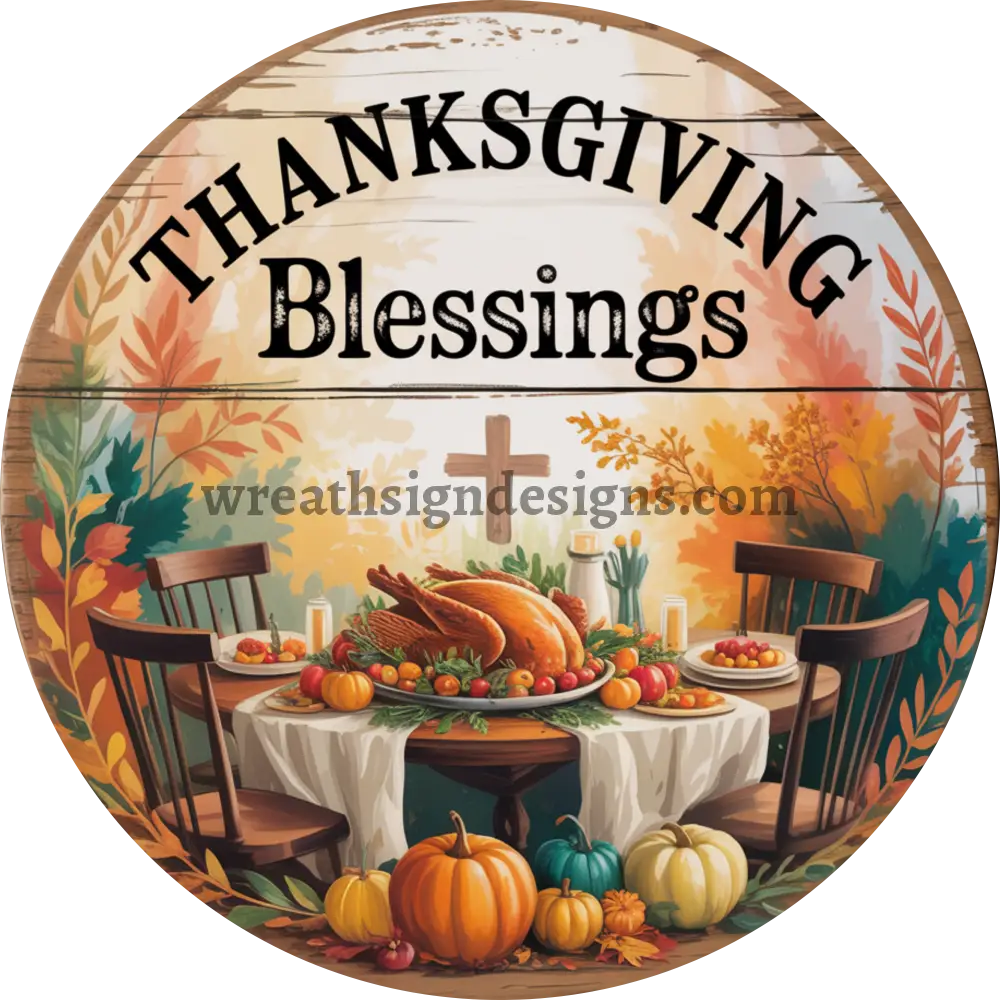 Thanksgiving Blessings-Thanksgiving wreath sign MS-1312 6’’