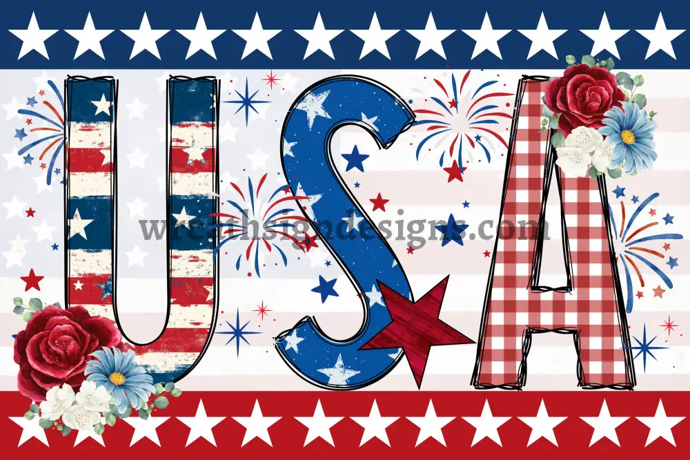 Usa Patriotic- Metal Wreath Sign Ms-1052