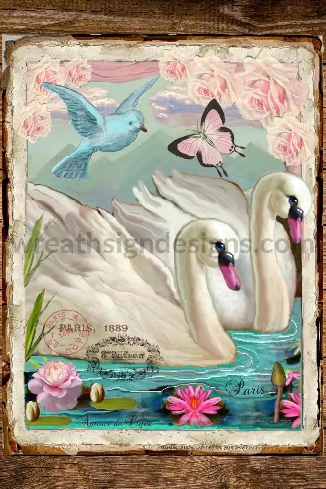 Vintage Swan 8X12 Metal Sign