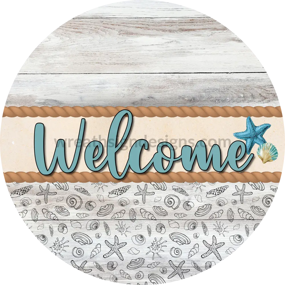 Welcome Nautical Wreath Sign - Metal Sign 6’