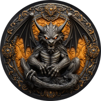 3D Halloween Gargoyle -Halloween Metal Wreath Sign 8 Circle