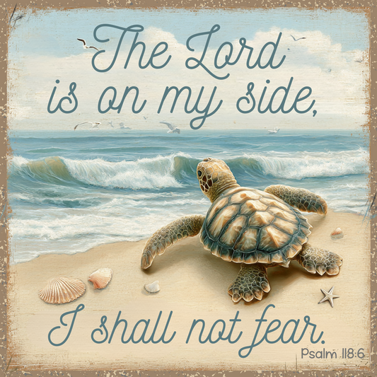 Psalm 118:6 Sea Turtle- The Lord is on my side, I shall not fear -square MS-1232