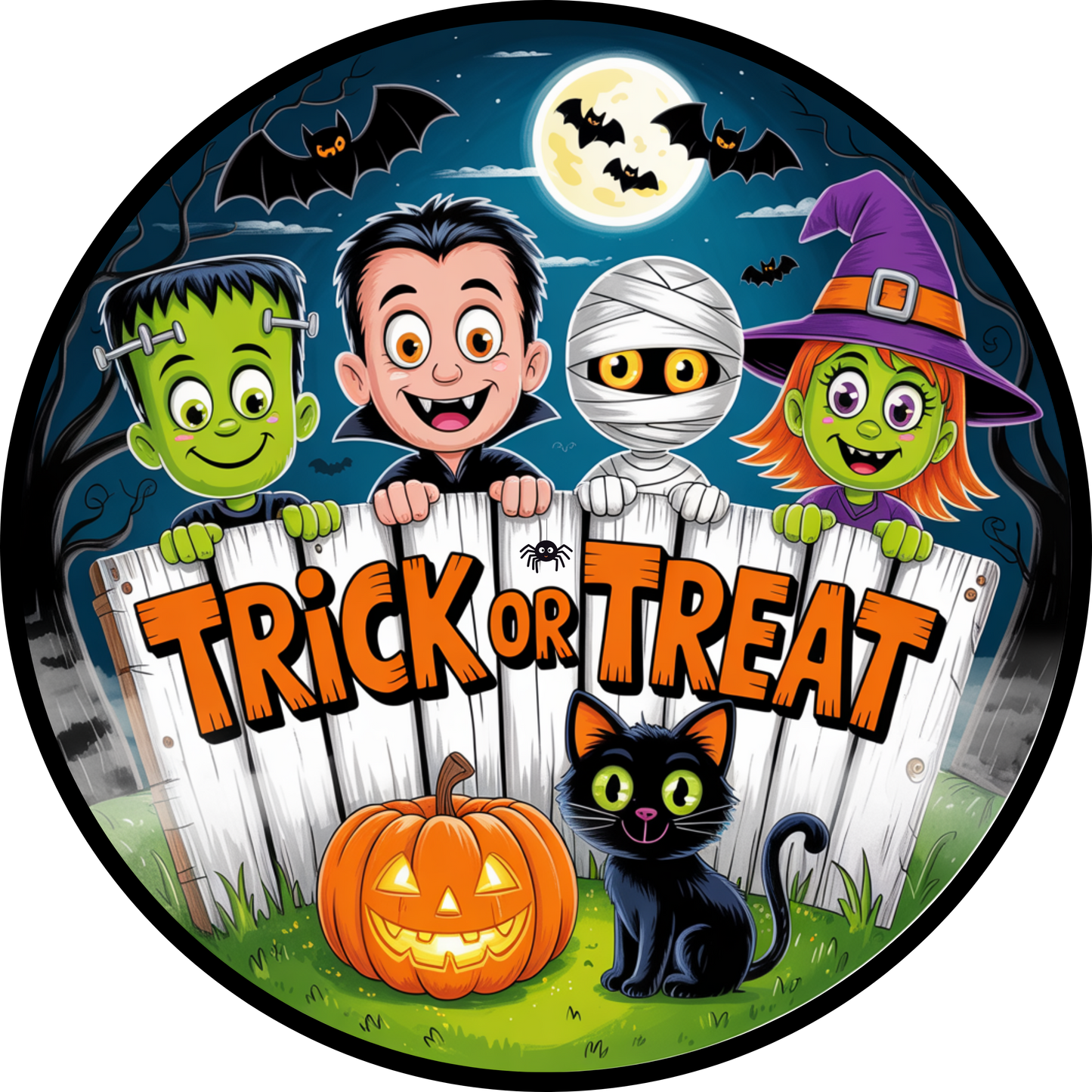 Trick or Treat Cute Halloween Wreath Sign MS-1472