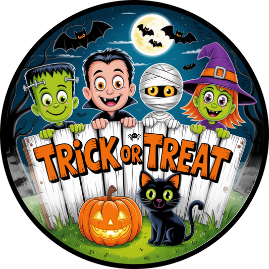 Trick or Treat Cute Halloween Wreath Sign MS-1472