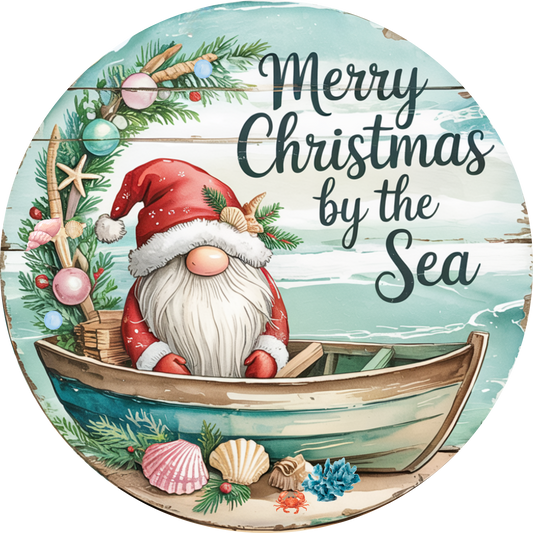 Merry Christmas by the Sea Beach Christmas winter wreath sign-Metal Sign MS-1707