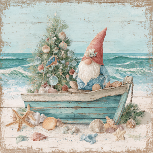 Christmas Beach Gnome Christmas wreath sign-Metal Sign MS-1711