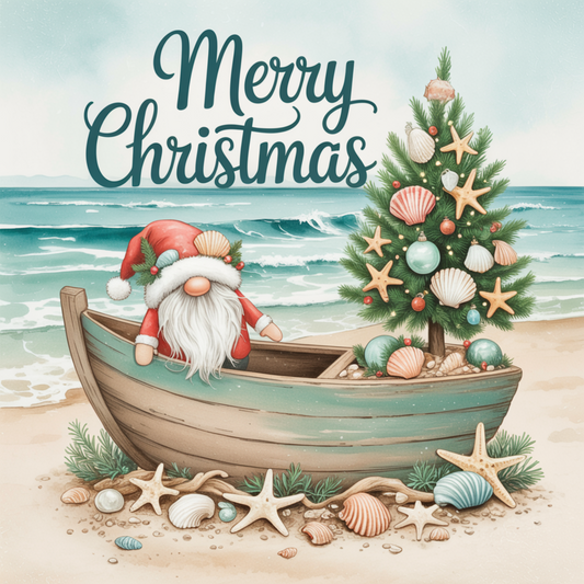 Merry Christmas Beach Gnome Christmas wreath sign-Metal Sign MS-1712