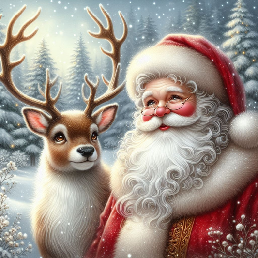 Christmas Santa and Reindeer Metal Wreath Sign MS-1734