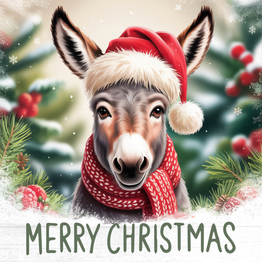 Merry Christmas Donkey Christmas Metal Wreath Sign MS-1735