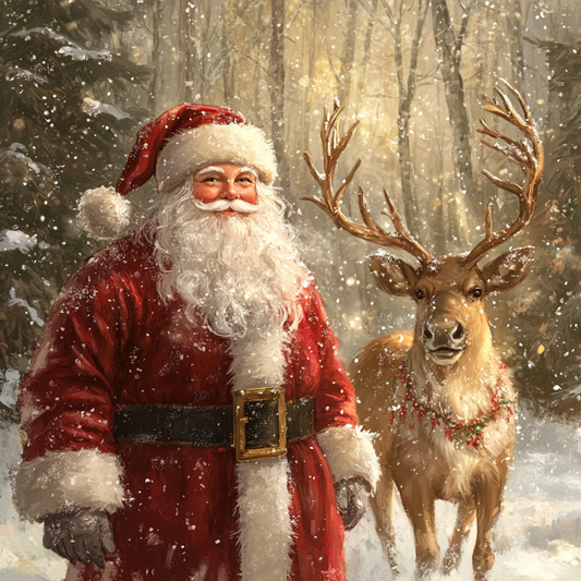 Christmas Santa and Reindeer Metal Wreath Sign MS-1736