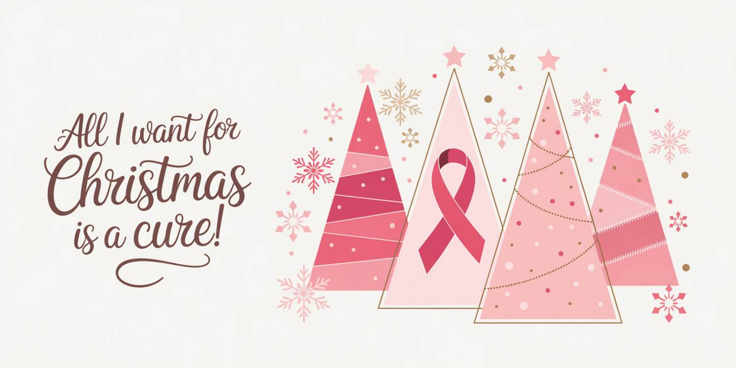 All I want for Christmas is a Cure-  Pink Christmas awareness Breast cancer Ribbon 12x6  Metal Sign MS-1746