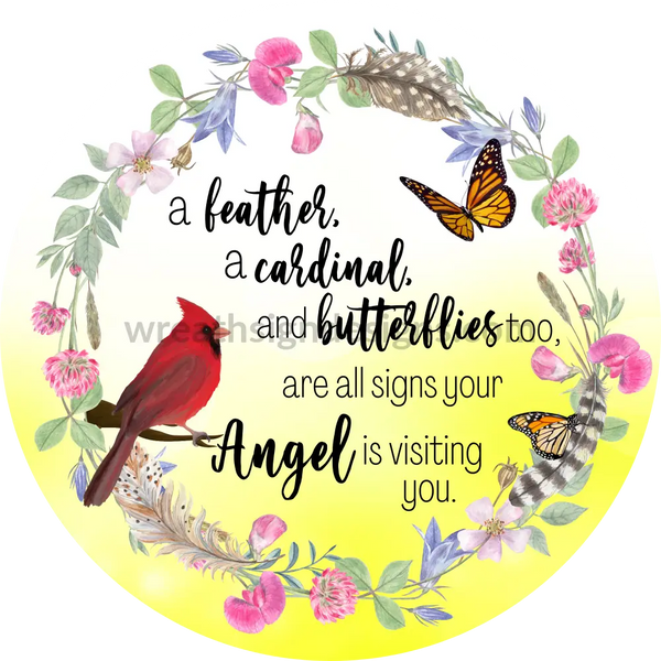 A Feather Cardinal And Butterflies Too-Are All Signs Your Angel Is Visiting You Memorial-Loss Metal
