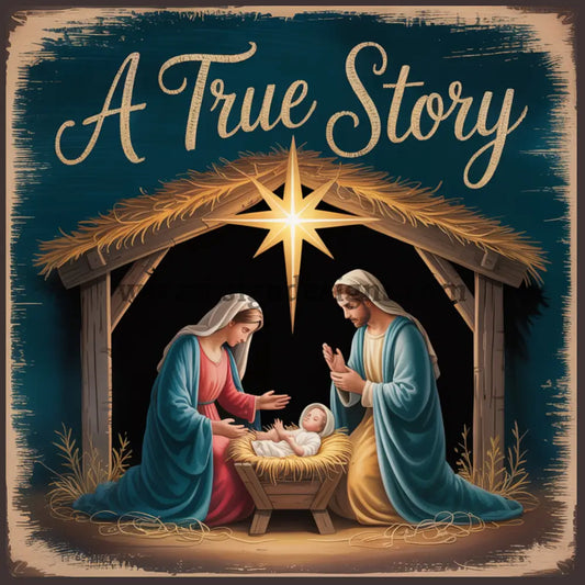 A true Story Nativity Scene Christmas Wreath Sign MS-1615