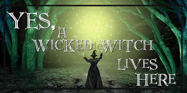 A Wicked Witch Lives Here 6X12 Metal Sign
