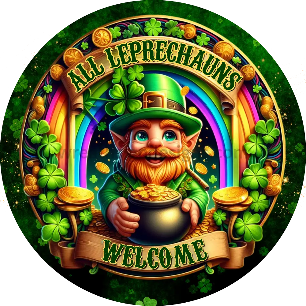 All Lephrechauns Welcome St. Patricks Day Metal Sign- Round Sign 6