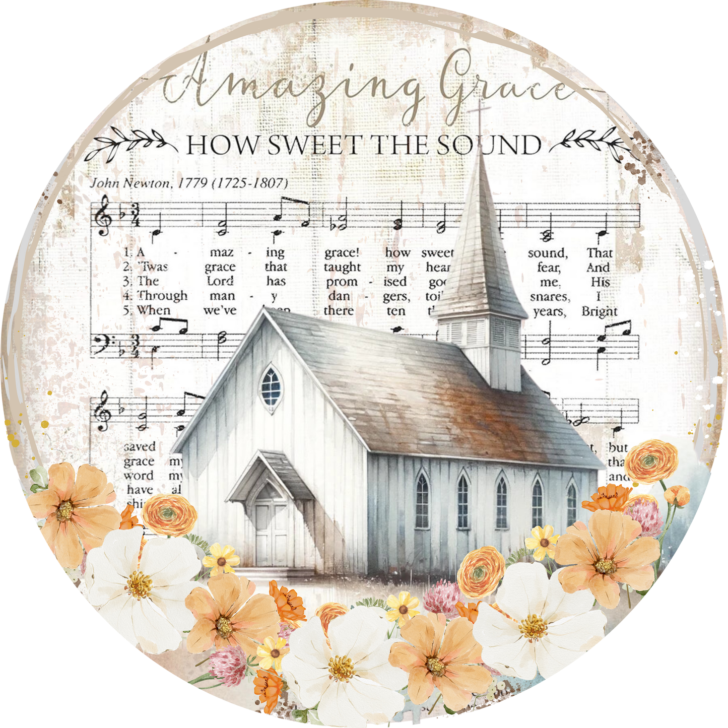 Amazing Grace-how sweet the sound-Country Church Rustic Metal Sign