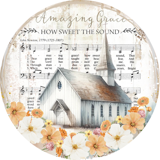 Amazing Grace-how sweet the sound-Country Church Rustic Metal Sign