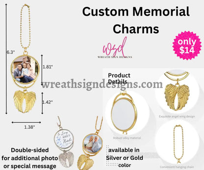 Angel Wings Memorial Charm with chain- Remembrance Keepsake