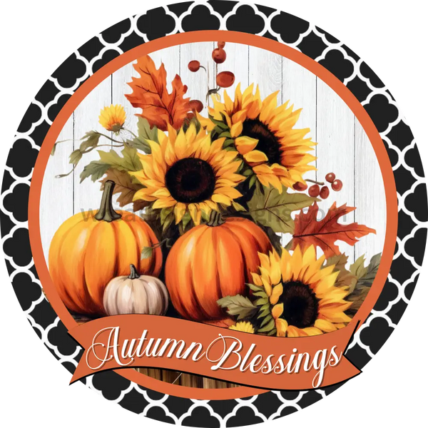 Autumn Blessings Pumpkins And Sunflowers Circle 6